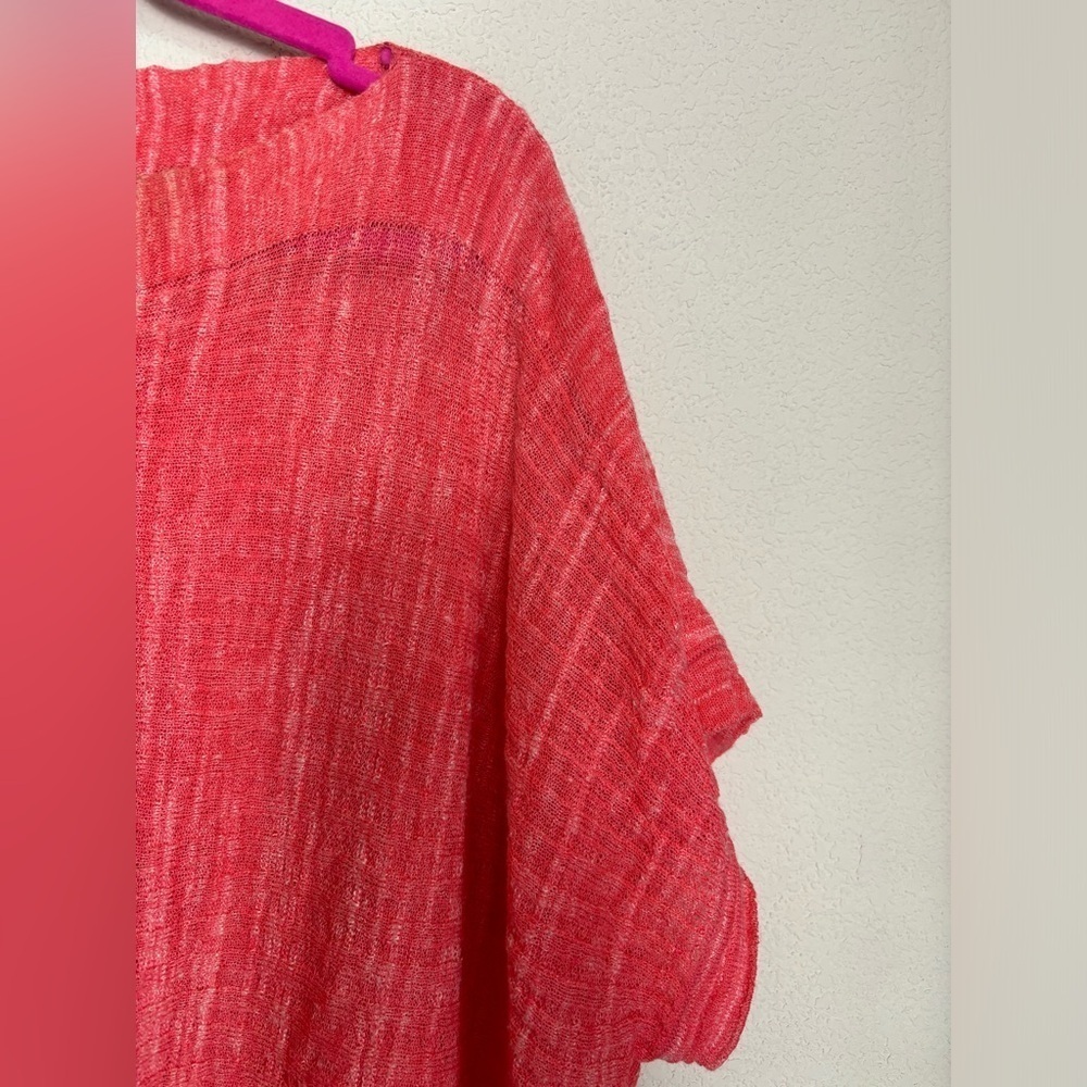 Lafayette 148 Coral Linen Blend Gauze Oversized Bateau Neck Short Sleeve Top S - Picture 2 of 7